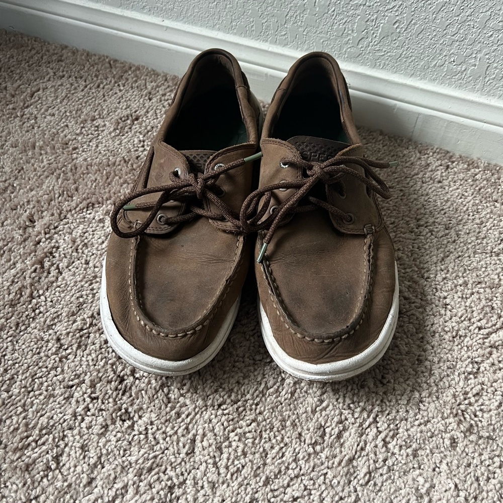 Sperry Brown Leather Moc Toe Boat Shoes